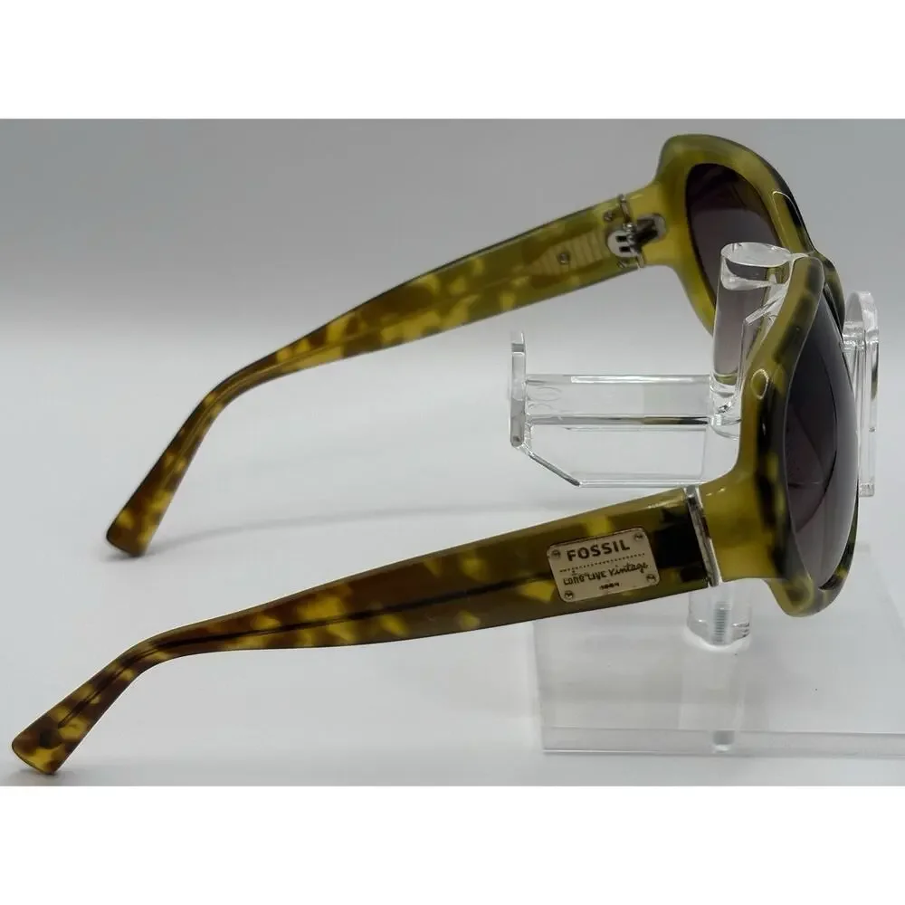 Fossil Sunglasses Green Tortoise Oversized Round Gradient Lenses
